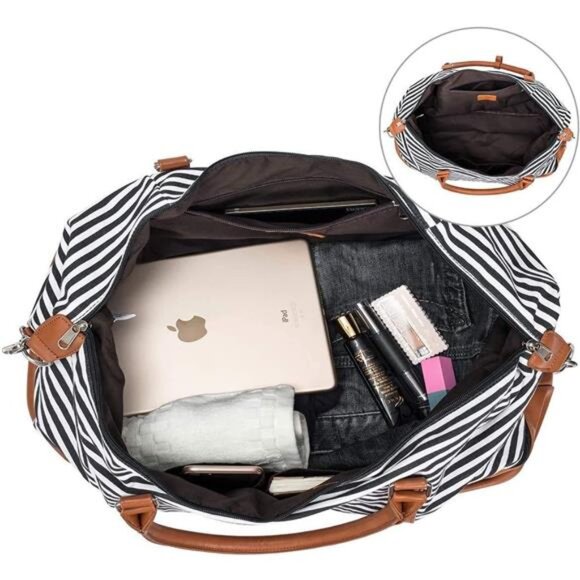 Weekender Bags for Women and Men Travel Duffel Bags with Shoe Compartment - Picture 4 of 7